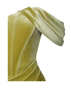 Miss Circle Corsets Omaria Gold Velvet Off Shoulder Corset Dress