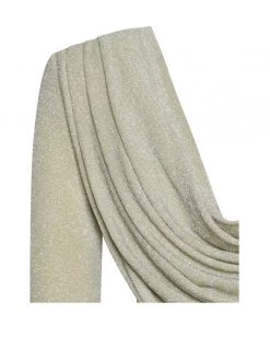 Miss Circle Xandra Pale Yellow Glitter Draping Long Sleeve Top