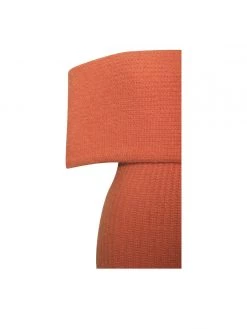 Miss Circle Yuliana Orange Off Shoulder Long Sweater Dress With Foldover Neckline Dresses