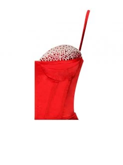 Miss Circle Corsets Nyla Red Satin Corset Dress With Crystals