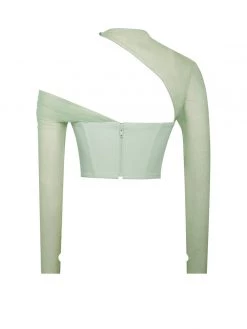 Miss Circle Corsets Miah Mint Stretch Mesh Sleeve Corset Top