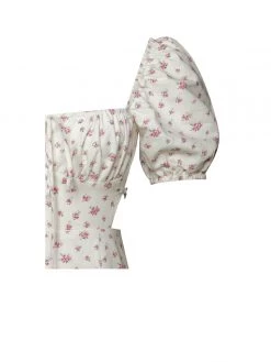 Miss Circle Umaiza Floral Puff Sleeve Backless Linen Midi Dress Dresses