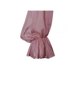 Miss Circle Sale Sirene Blush Silk Pleated Off Shoulder Balloon Sleeves Dress