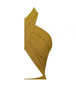 Miss Circle Ulani Gold Metallic Twist Neck Mini Dress Dresses