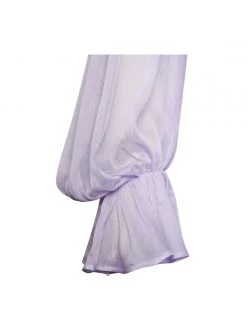 Miss Circle Sirene Lavender Silk Pleated Off Shoulder Balloon Sleeves Dress