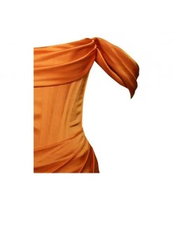 Miss Circle Corsets Wiley Orange Satin Off Shoulder Corset Dress