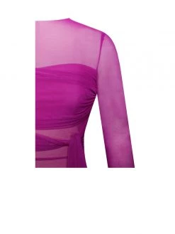 Miss Circle Gillian Fuchsia Long Sleeve Mesh Dress