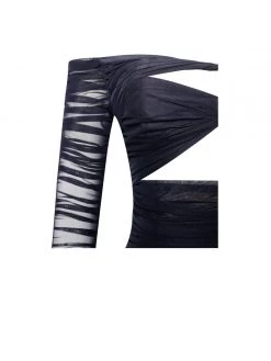 Miss Circle Dresses Tierra Black Mesh Off Shoulder Cutout Dress