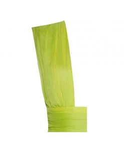 Miss Circle Valley Of Angels Lime Silk Pleated High Slit Maxi Dress