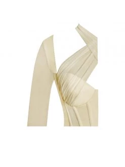 Miss Circle Jocelynn Ivory Satin Mesh Long Sleeve Corset Dress Corsets