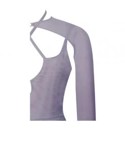 Miss Circle Flora Purple Mesh Long Sleeve Dress Dresses