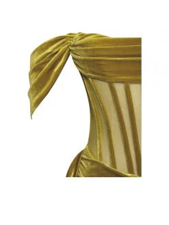 Miss Circle Irisa Gold Draping Off Shoulder Corset Dress Corsets
