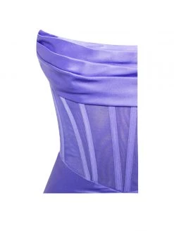 Miss Circle Prisa Very Peri High Slit Satin Corset Gown Corsets