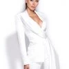 Miss Circle Tops Vandra White Draping Blazer Jacket