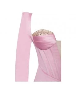 Miss Circle Camila Pink Satin Corset Dress With Crystals Corsets