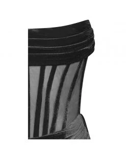 Miss Circle Priya Black Draping Corset High Slit Velvet Gown Corsets