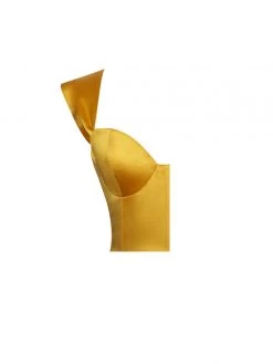 Miss Circle Zarah Yellow High Slit Corset Satin Dress