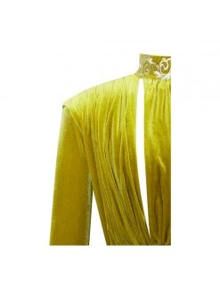 Miss Circle Zenaida Gold Cutout High Slit Velvet Gown