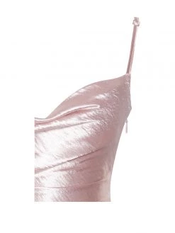 Miss Circle Dresses Montego Blush Satin Side Slit Dress