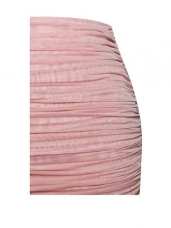 Miss Circle Makayla Blush Mesh Ruched Skirt Dresses