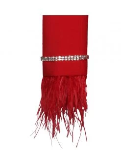 Miss Circle Quilla Red Feather Crystal Sleeve Backless Blazer Dress Dresses