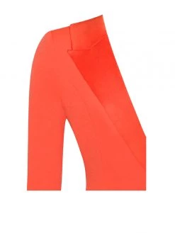 Miss Circle Keep One Up One Sleeved Orange Crepe Tuxedo Blazer Dress