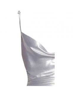 Miss Circle Montego White Satin Side Slit Dress Sale