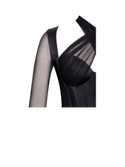 Miss Circle Nataly Black Mesh Satin Corset Top Corsets