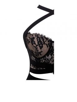 Miss Circle New In Carmela Black Lace Halter Neck Jumpsuit