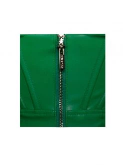 Miss Circle Corsets Faina Green Mesh Sleeve Leather Corset Dress