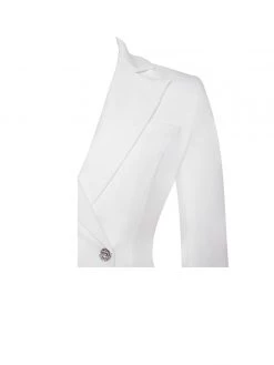 Miss Circle Quilla White Feather Crystal Sleeve Backless Blazer Dress Dresses