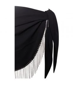 Miss Circle Swim Collection Quill Black Cover Up With Crystal Fringe