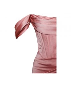 Miss Circle Wiley Blush Pink Satin Off Shoulder Corset Dress