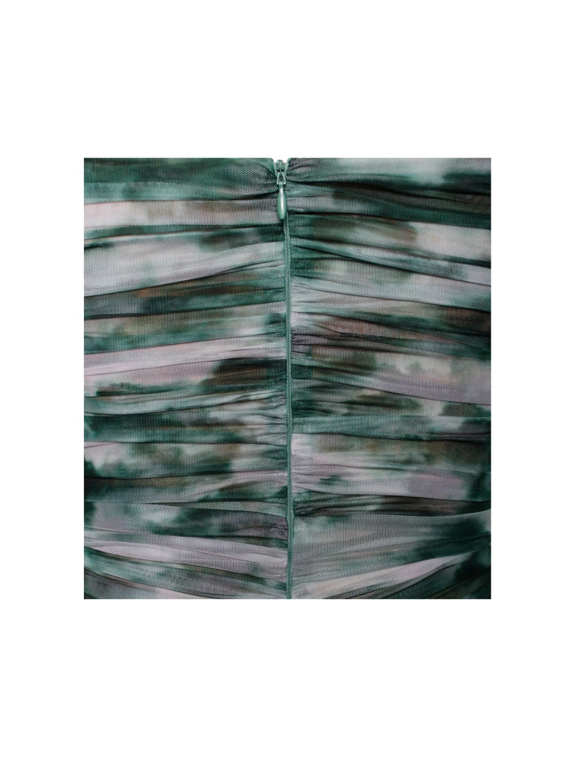 Miss Circle Sale Quincee Green Mesh Print Cutout Lace Up Dress