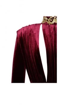 Miss Circle Zenaida Burgundy Cutout High Slit Velvet Gown
