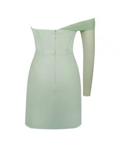 Miss Circle Uma Mint Sheer Mesh Sleeve Crepe Corset Dress