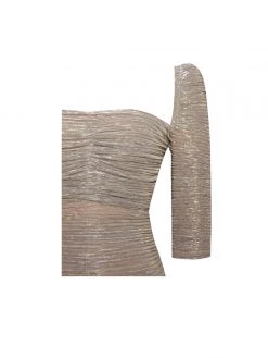 Miss Circle Best Sellers Sorrel Gold Ruched Chiffon Long Maxi Dress