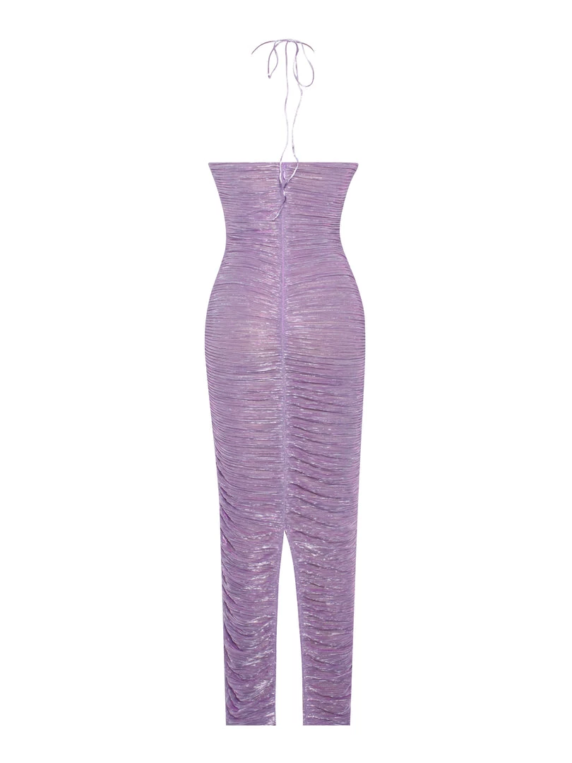 Miss Circle Parris Purple Cutout Ruched Chiffon Maxi Dress Dresses