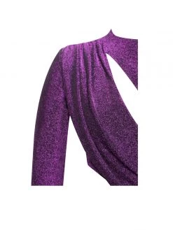 Miss Circle Payson Purple Long Sleeve Metallic Jersey Cutout Dress Dresses