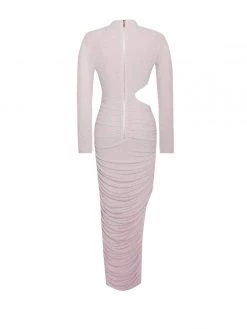 Miss Circle Payson Pink Long Sleeve Metallic Jersey Cutout Dress