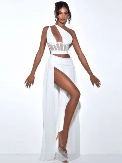 Miss Circle Corsets Natalya White Chiffon Corset Maxi Dress