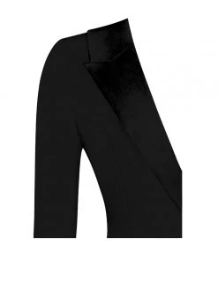 Miss Circle Keep One Up One Sleeved Black Crepe Tuxedo Blazer Dress