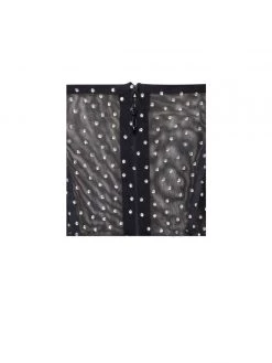 Miss Circle Holly Black Crystallized Corset High Slit Satin Gown