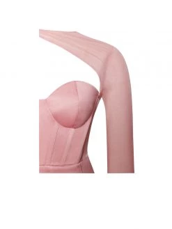 Miss Circle Corsets Everlee Blush Mesh Sleeve Satin Corset Dress