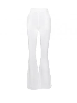 Miss Circle Rylee White Stretch Crepe Trousers Bottoms