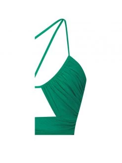 Miss Circle Dresses Felis Green Lace-up Strappy Ruched Mesh Dress