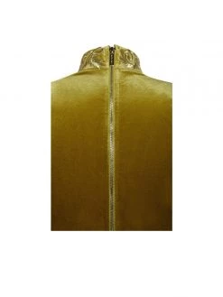 Miss Circle Dresses Gracyn Gold Cutout Long Sleeve Draping Velvet Dress