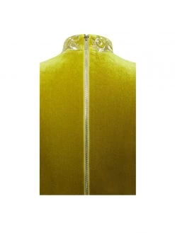 Miss Circle Zenaida Gold Cutout High Slit Velvet Gown