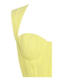 Miss Circle Paradise High Slit Yellow Chiffon Maxi Dress Dresses