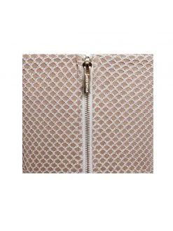 Miss Circle Sale Lexie White Metallic Fishnet Lace Up Draping Dress